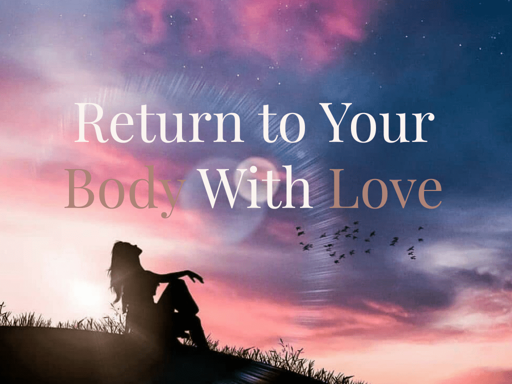 Silhouette of a woman sitting in nature at sunrise with birds flying, symbolizing healing your relationship with food and reconnecting with your body.